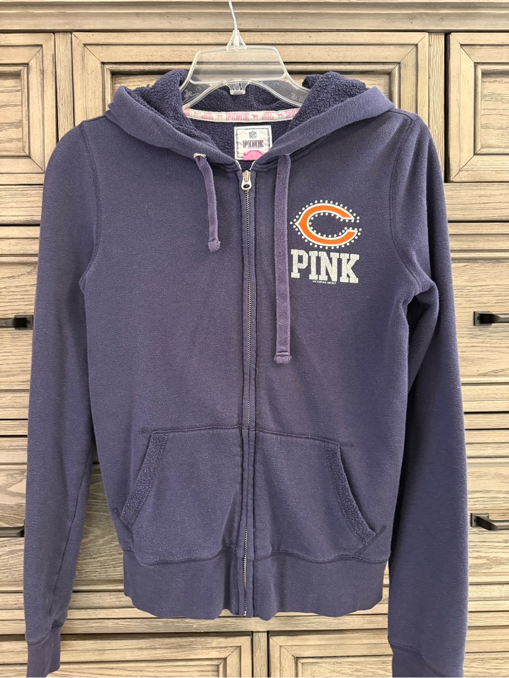 Rare Y2K Victoria's Secret PINK NFL Chicago Bears Full-Zip Hoodie Size XS